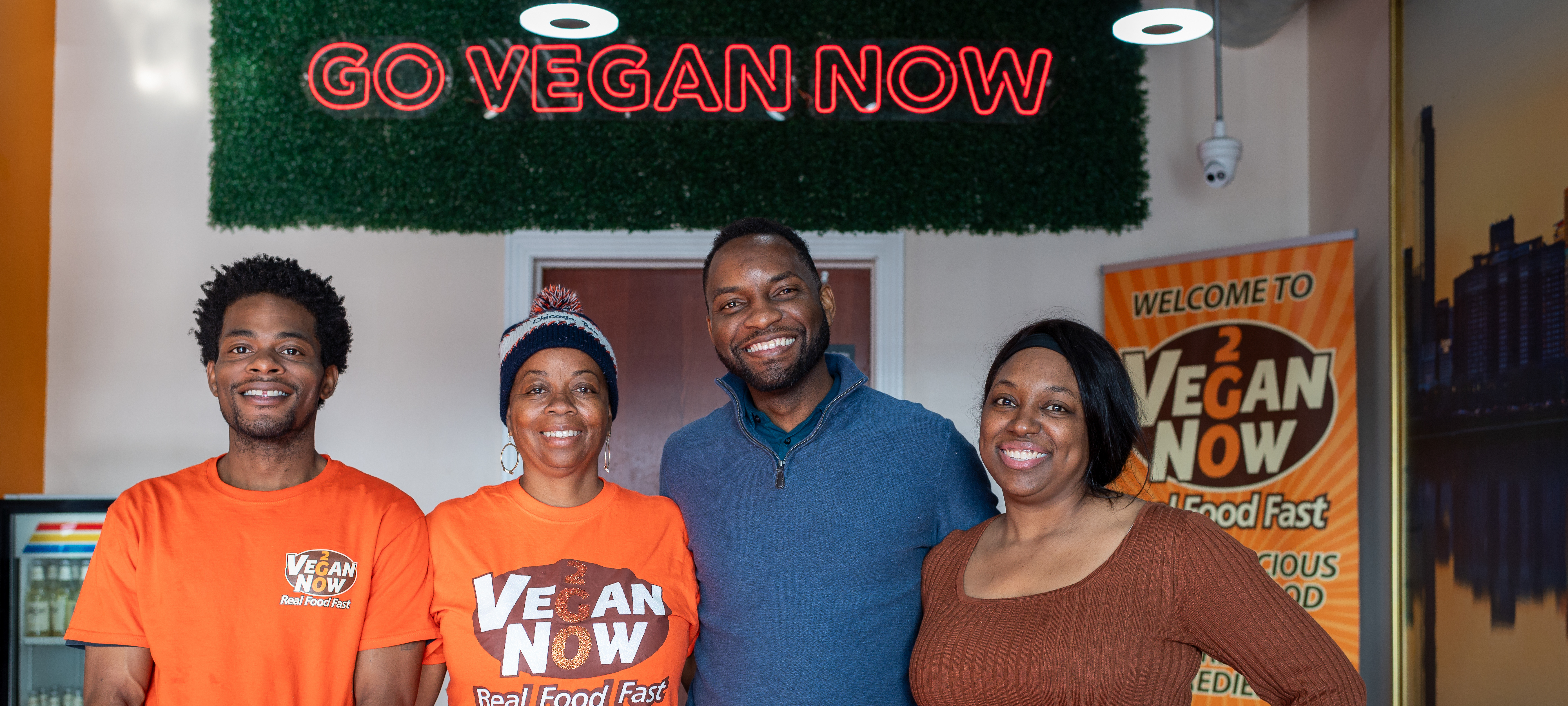 Owners pose inside Vegan Now 2 go